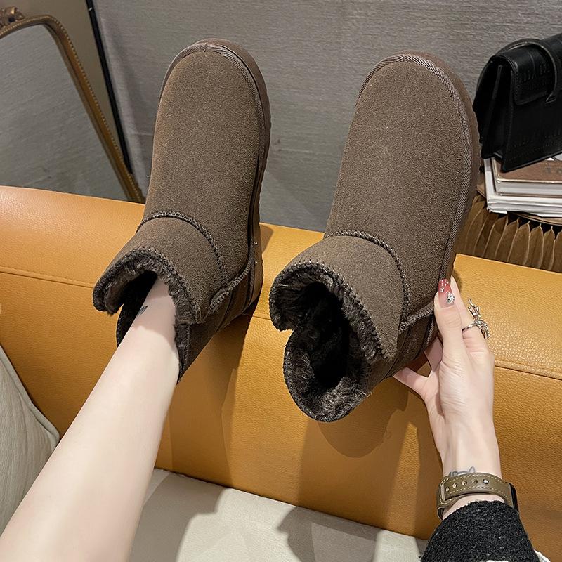 2025 Winter Velvet Matte Anti-water Snow Boots Women's Shoes Purchase the Same Mini Short Boots Bow