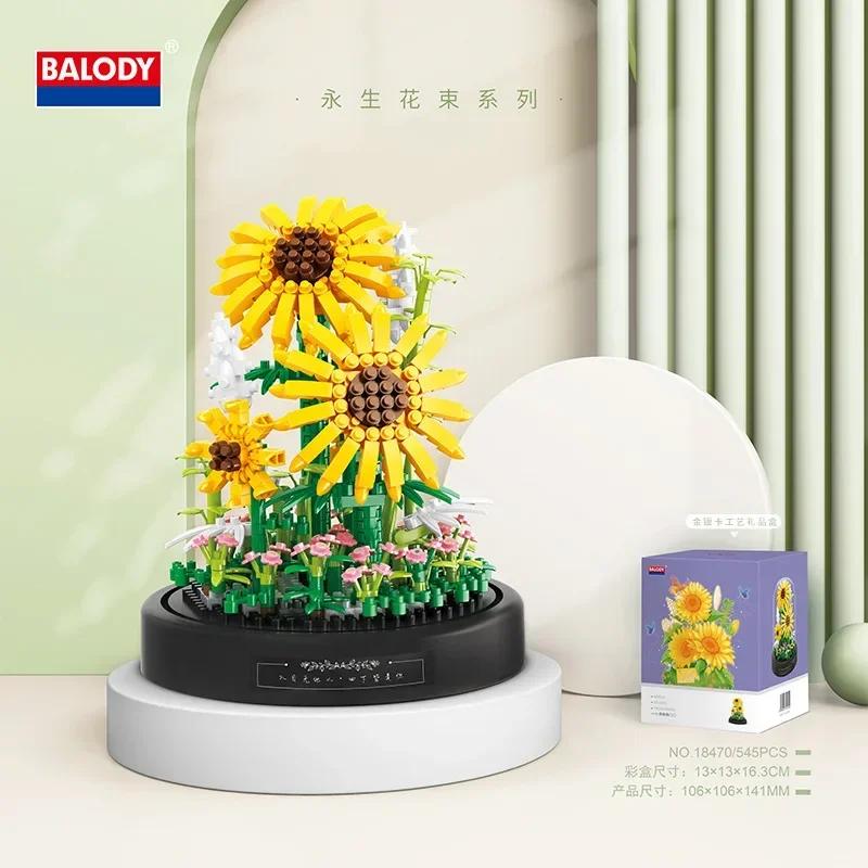Mini Blocks Simulation Flowers Building Bricks Eternal Plant Preserved Fresh Rose Artificial Sakura Adult Toy Gift Girl Present