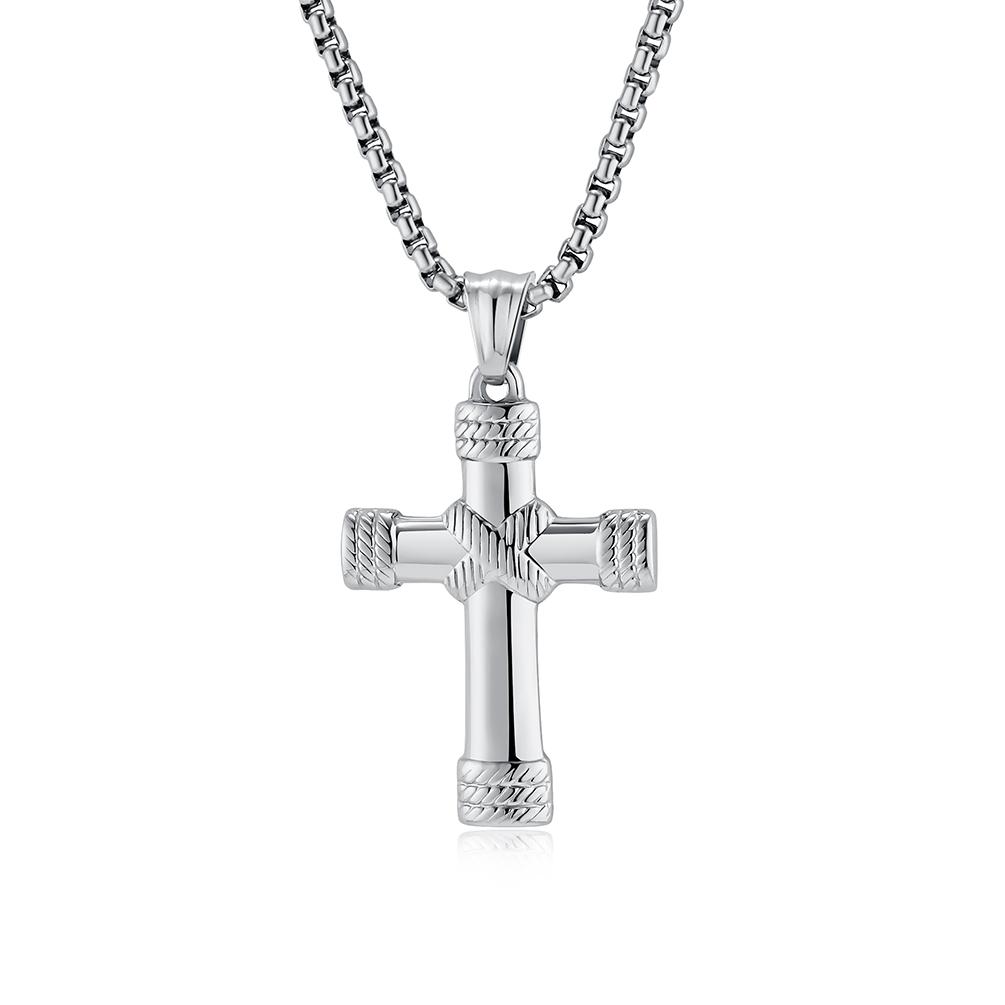 Fashion Classic Jewelry Stainless Steel Knot Cross Pendant Necklace Men Accessories fashion серебряный