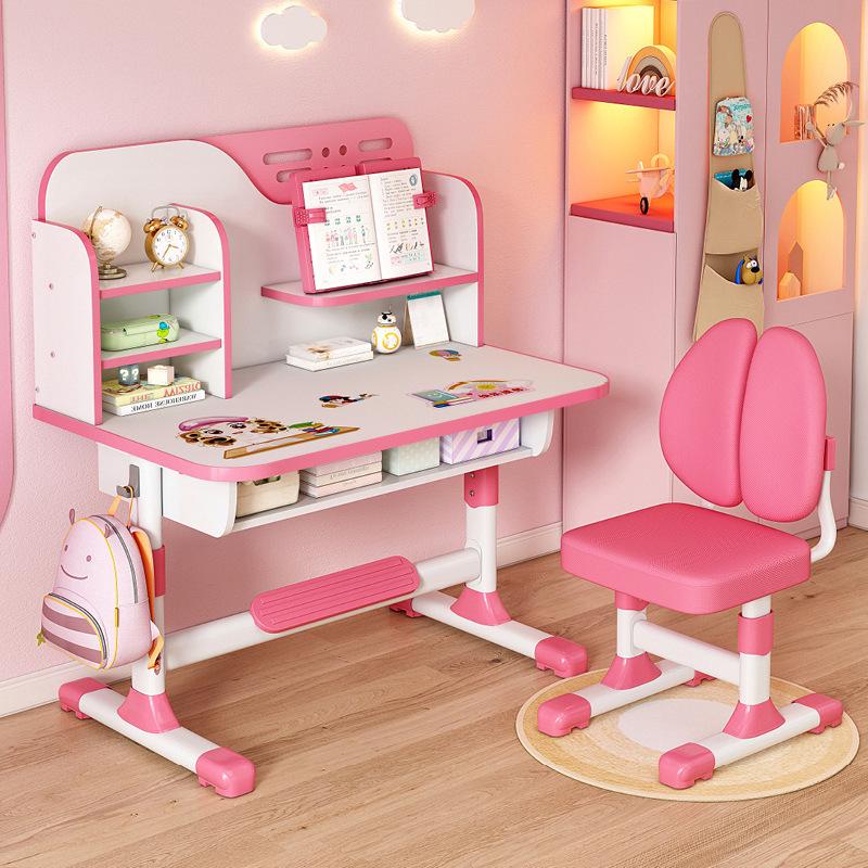 Kids' Study Desk & Chair Set with Storage - Metal Legs