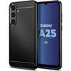 Protective Case - Samsung - Galaxy A25 5G - Carbon Fiber - Reinforced Shockproof - Black
