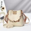 Soft PU Leather Crossbody Shoulder Bag Fashion Zipper Compartment Chain Handbag With Adjustable Strap Large Capacity Bucket Bags