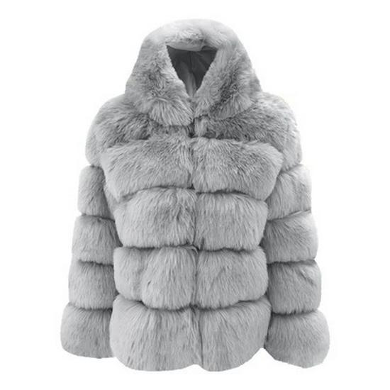 2024 Thickened Plush Coat with Hood - Long Sleeve Faux Rabbit Fur