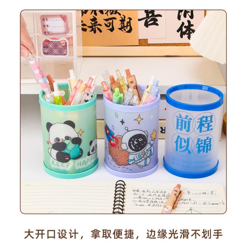 Creative Cartoon Round Foldable Diy Pen Holder Desktop Storage Box Kids Stationery Gift
