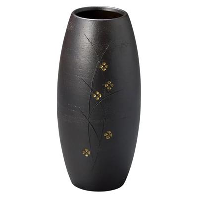 Marui Seito Shigaraki Ware Hechimon Ceramic Flower Vase, Small, Approximately 26cm Tall, Vertical, Nagomi Black, Made In Japan, MR-1-5561