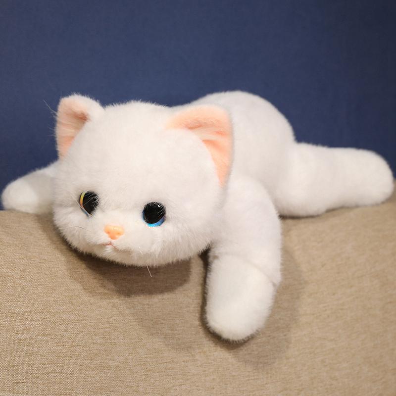 Cute Simulated Cat Doll Plush Toy Stuffed Soft Animal Plush White Gray Kitten Pillow Kids Girls Birthday Gift Pet Toys Deco