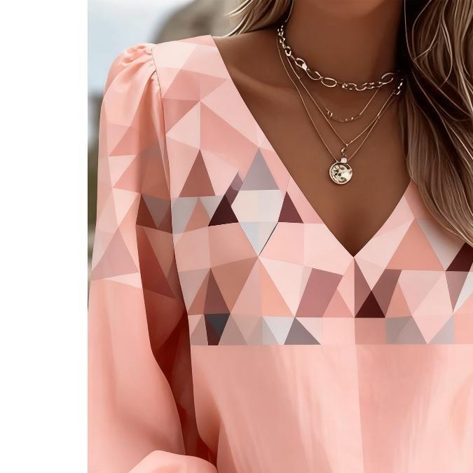 Damen Vintage Western-Print V-Ausschnitt Bluse, eine ideale Wahl für Weihnachts- und Neujahrsgeschenke, geeignet für Sommerurlaube und Outdoor-Treffen