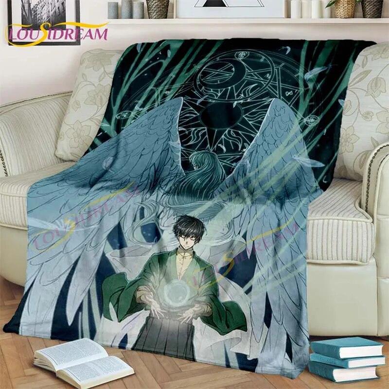 Anime Card Captor Sakura Blanket Cartoon Blanket Sakura-Star Crest Flannel Blanket Pink Blanket for Sofa Bed Girl Room Decor