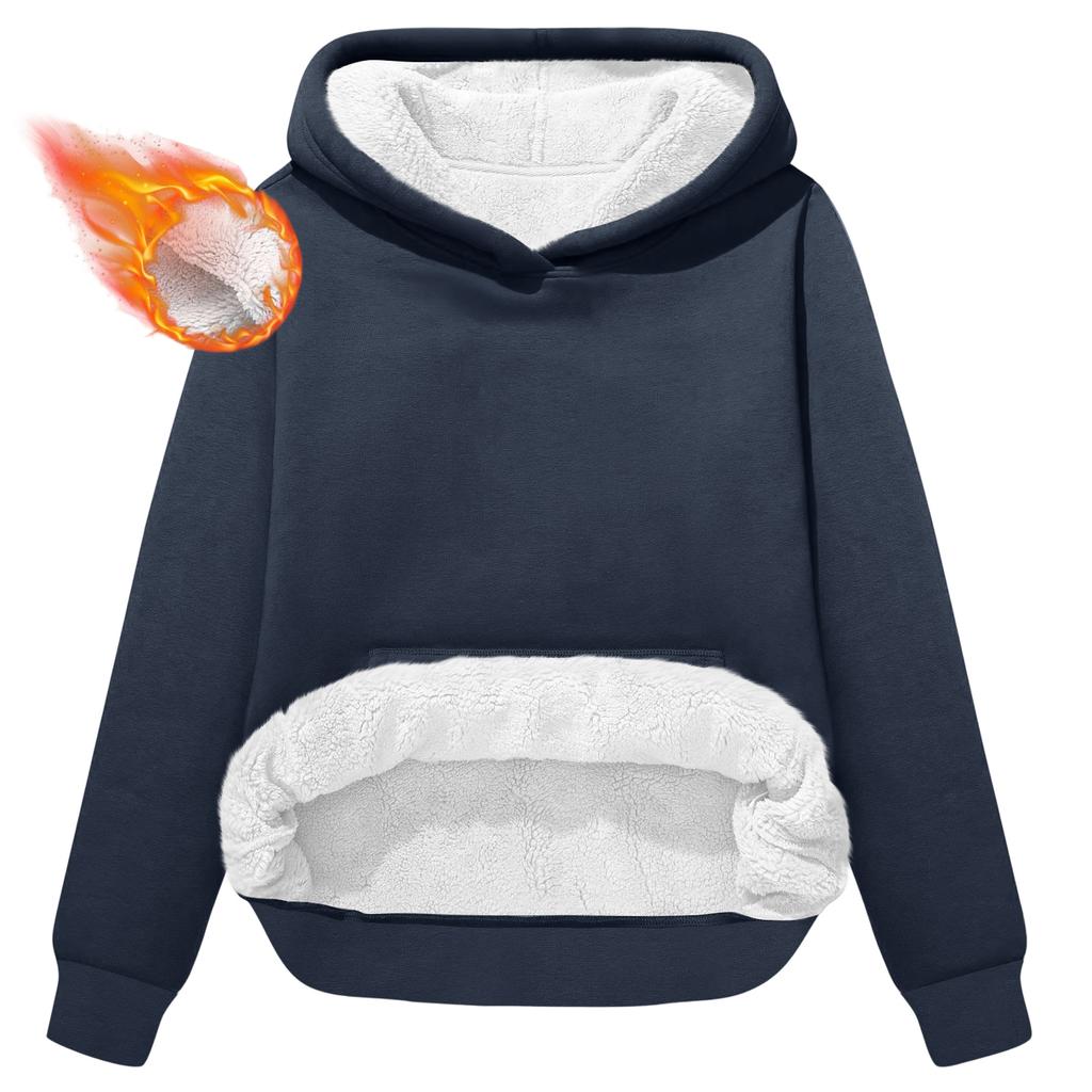 Women's Fashionable Casual Long-Sleeved Top With Fleece Thickened Hooded Sweatshirt