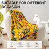 Yellow Floral Tree With Birds Art Print Fleece Blanket Boho Style Soft Warm Throw Interior Decoration Bedding Cover For Home