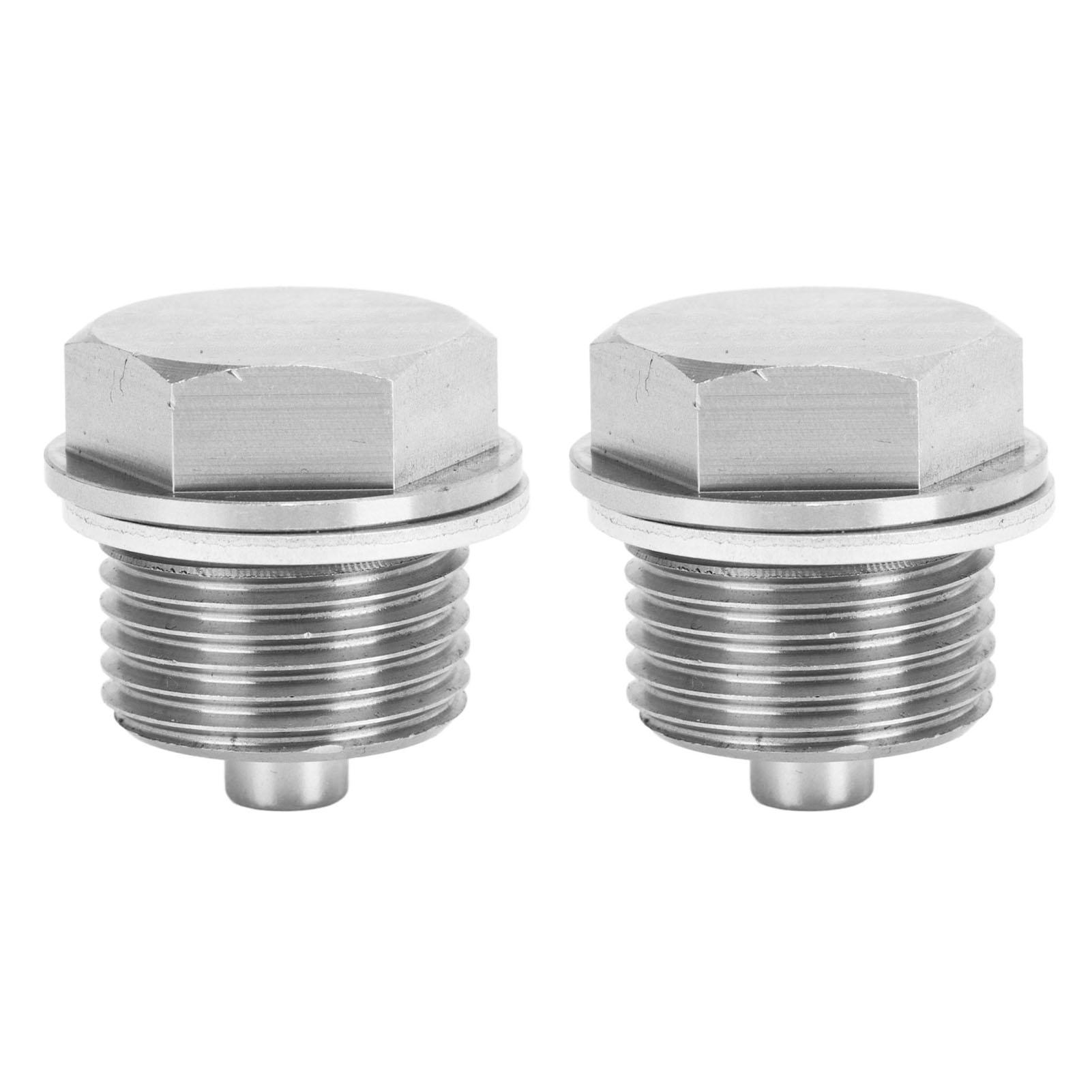 

1 Pair Oil Drain Plug with 2pcs Washer Stainless Steel Magnetic Oil Sump Nut Replacement for GM KIA