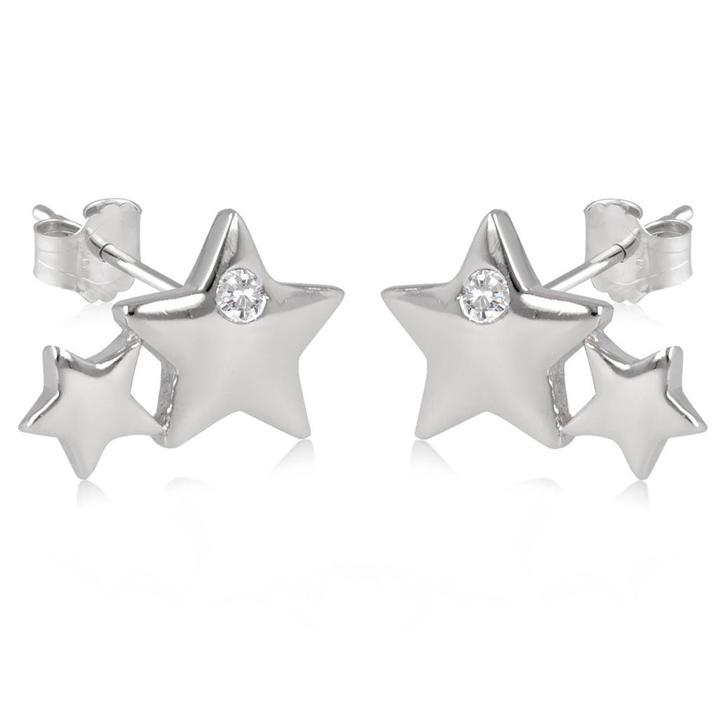 Les Trésors De Lily [Q2893] - Silver Earrings 'Une Etoile Est Née' Silver-white (rhodium-plated) - 10x7 Mm