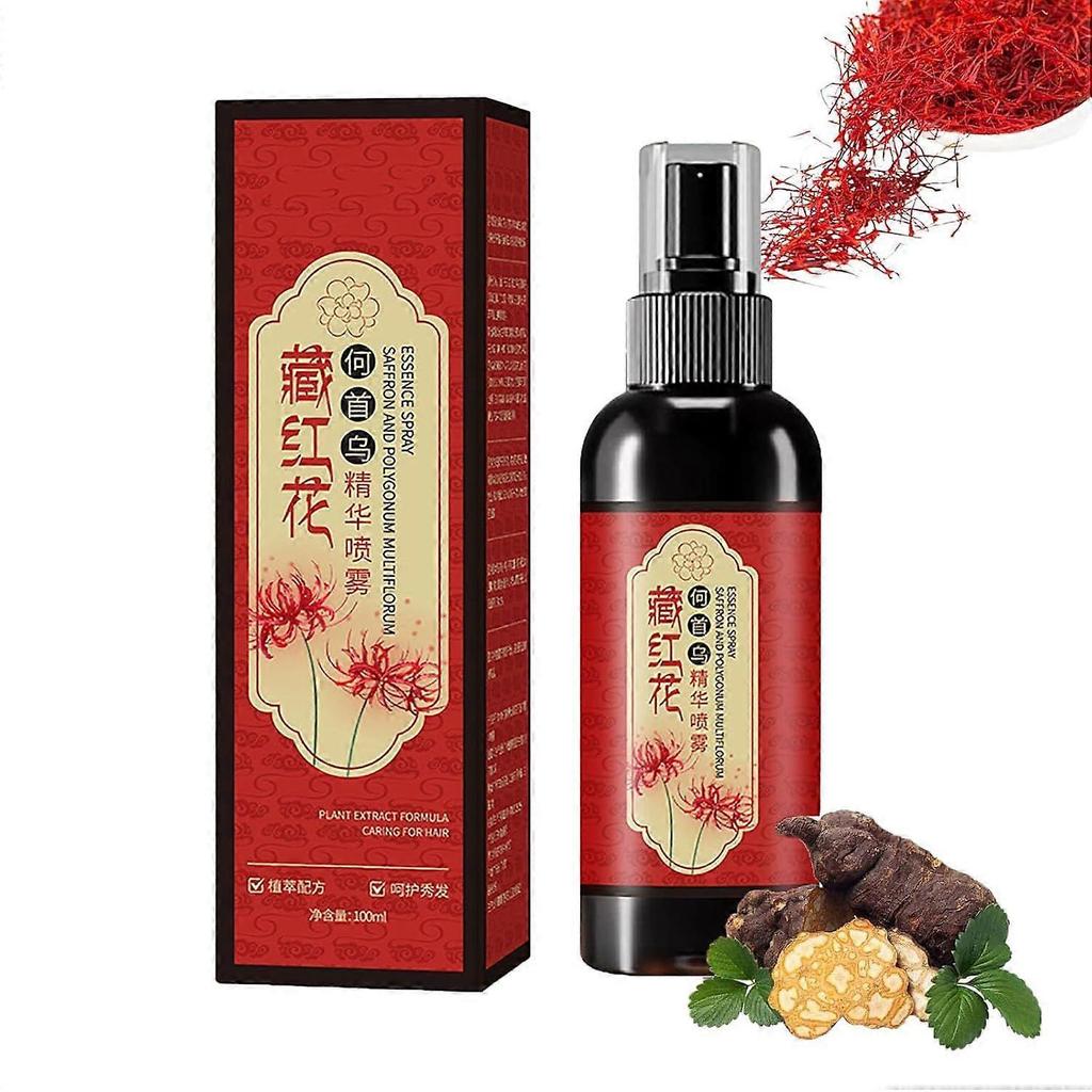 Saffron Essence Spray, Herbal Extracts Hair Serum, Saffron And Polygonum Multiflorum Essence Spray, Anti-Lost Strengthen Hair Root, Non-Frizzy, Preven