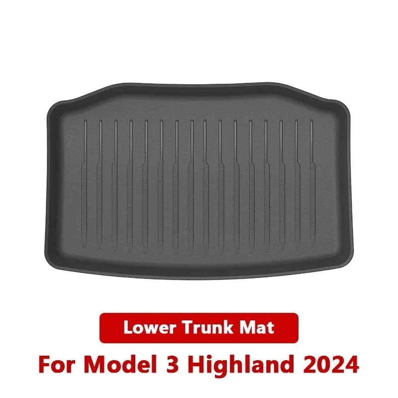 NEW For Tesla Model 3/Y Highland Front and Back Trunk Mat TPE Carpet Waterproof Weather-resistant Pads Up and Down Layer Mats