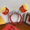 Cartoon 2025 New Year Headband Red Hairband Festive New Year Headwear  Prom Props