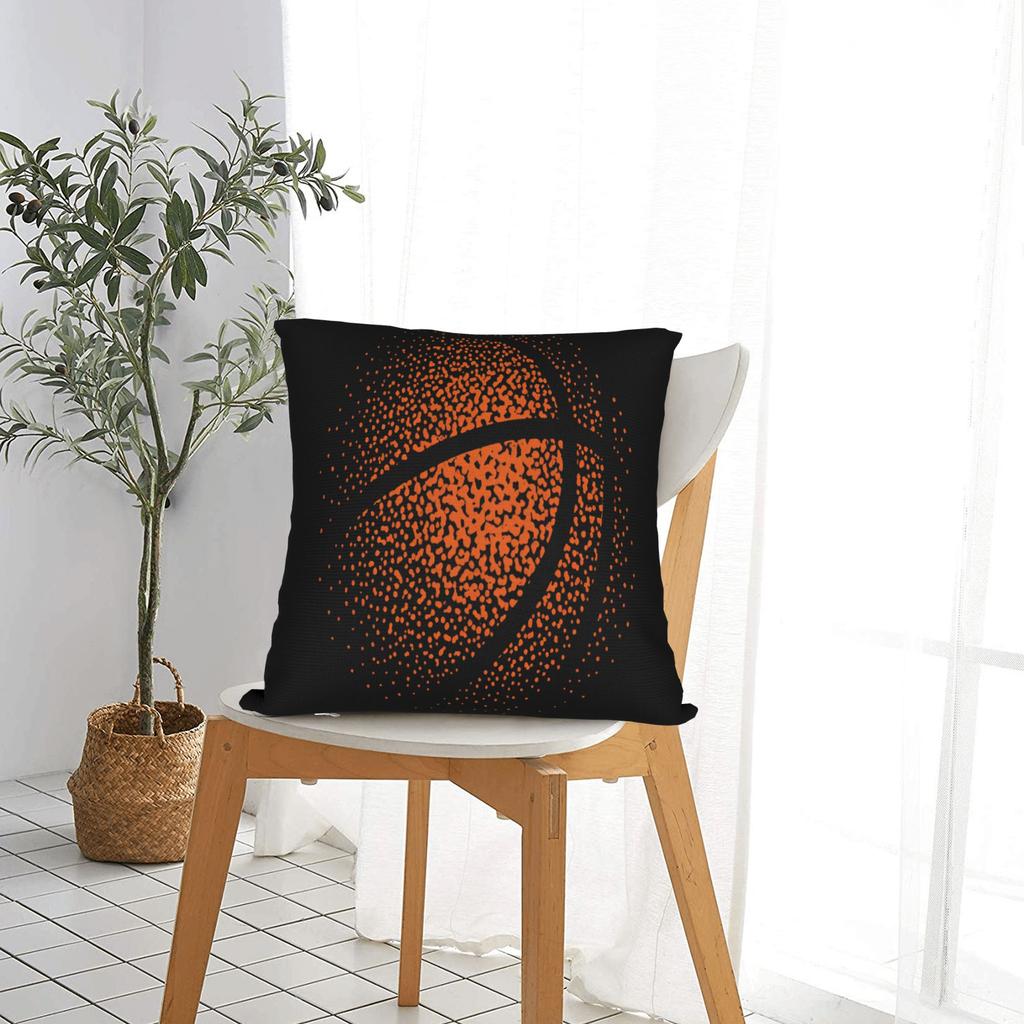 Basketball Dots Round Square Pillow Case Sports Ball Games Cushion Cover Vintage Zippered Decorative Pillowcase for Home 45*45cm