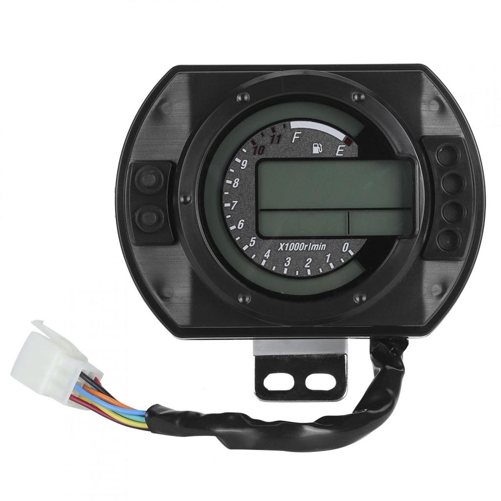 Motorcycle Speedometer, Universal DC Digital Speedometer Odometer Tachometer, 0-11000 R/Min 0-199KM/H7 Color Light Bike Speedometer