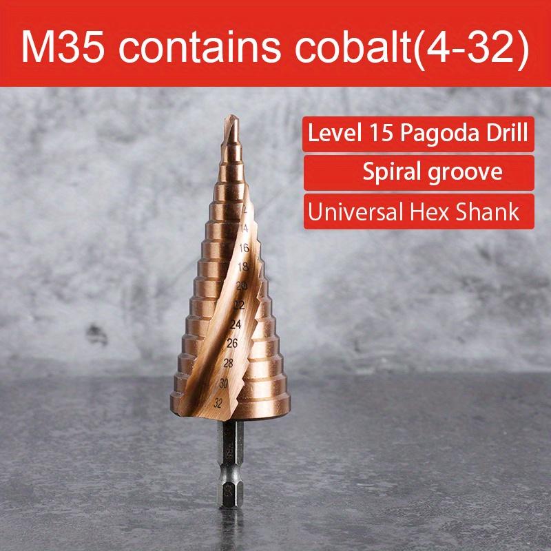 4-12/4-20/4-32mm M35 Cobalt Step Drill Bit Tapered HSS-CO HSS Drill Bit Spiral Groove Triangle Shank For Stainless Steel