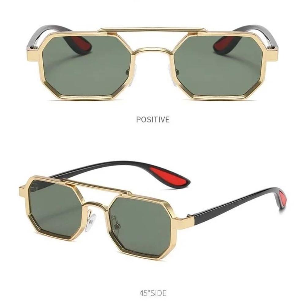 Gradient Unisex Polarized Sunglasses Indian Style Anti-UV Glasses Double-bar Square Sunnies  Party