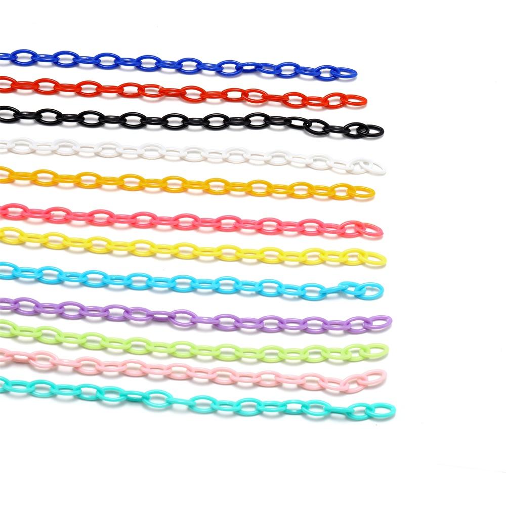 10pcs 50cm Colorful Acrylic Plastic Lobster Clasp Hook Link Chain For DIY Keychain Necklace Jewelry Making Connecter Accessories