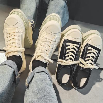 Spring New Milky White Breathable Canvas Shoes Men's Board Shoes Versatile Little White Shoes Trendy Casual Shoes Men's Shoes
