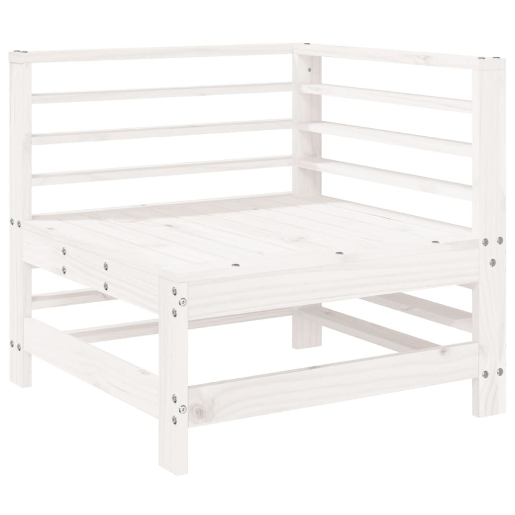 Garden Corner Sofa Set 2 Pieces White Solid Pine Wood