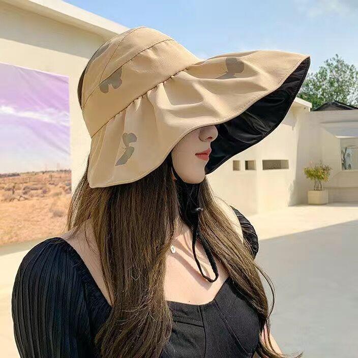 Sun Protection Wide Brim Hat With Breathable Polyester For Women Summer Beach Sun Hat