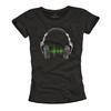 Womens Hip Hop Shirt - Headphones - Summer Top for Girls Black S/M/L