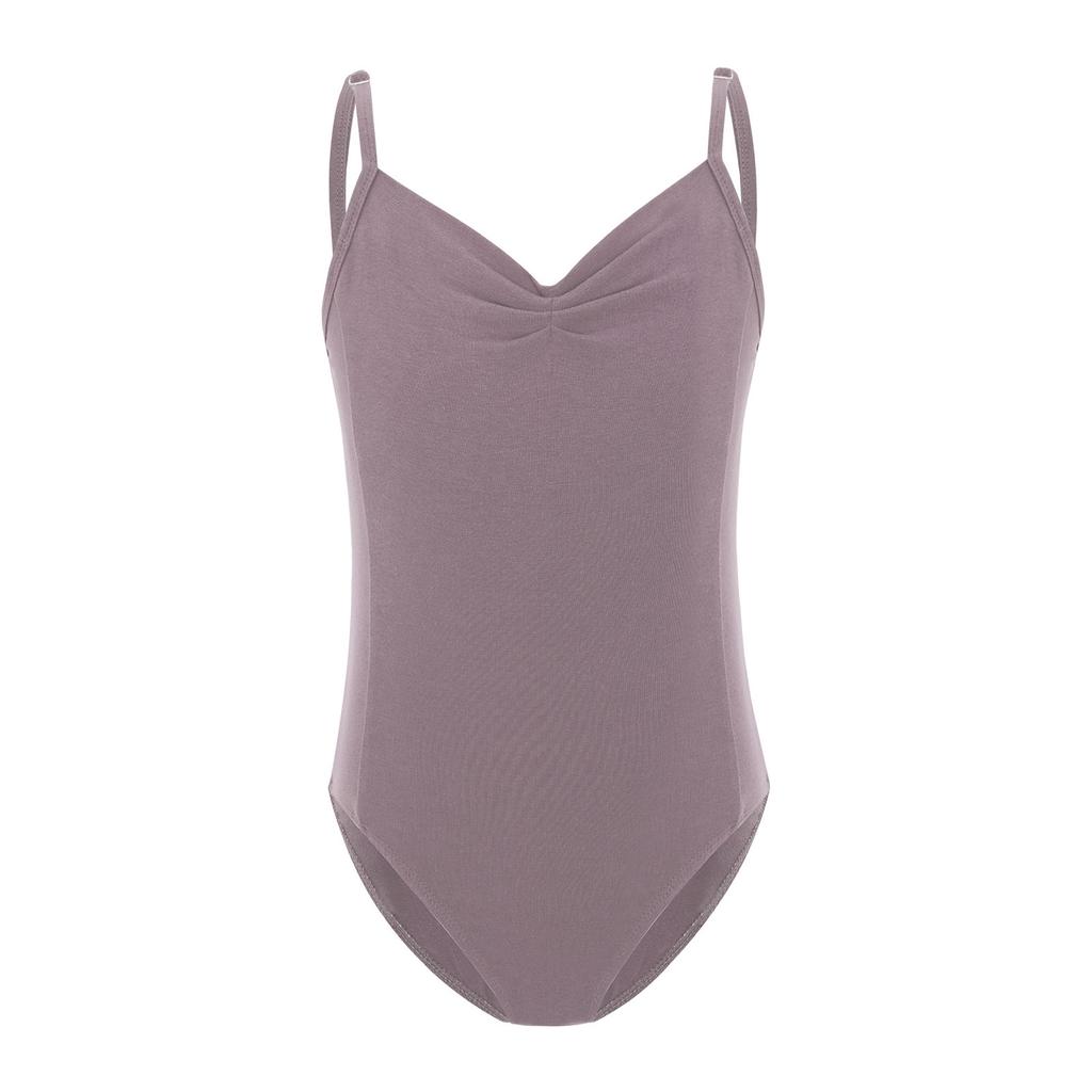 Girls Ballet Leotard Sleeveless Backless Adjustable Spaghetti Straps Ruched Bodysuit Gymnastics Wear