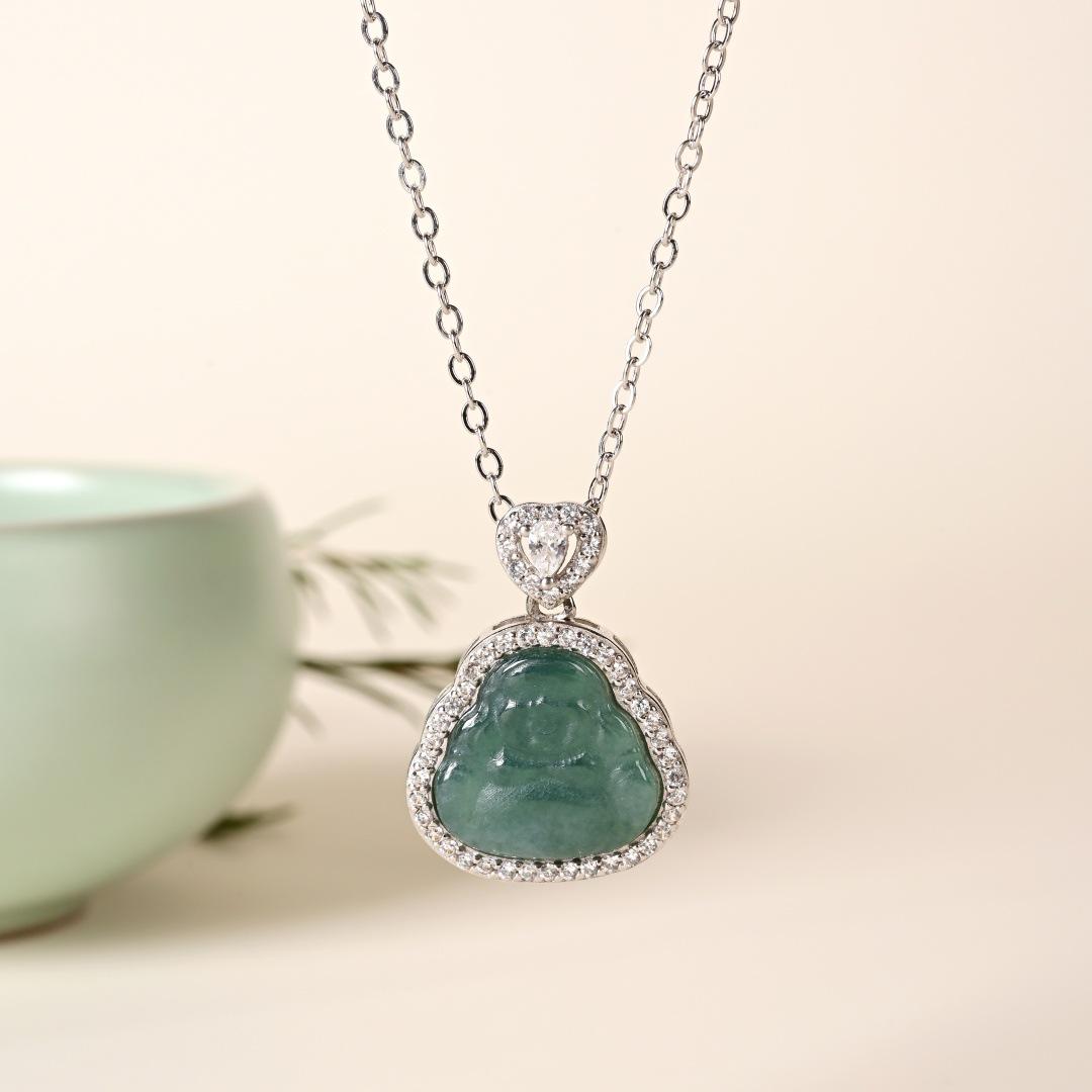 Exquisite S925 Sterling Silver Jade Pendant Necklace: New Chinese Style, Versatile and High-End Fashion S925 Silver