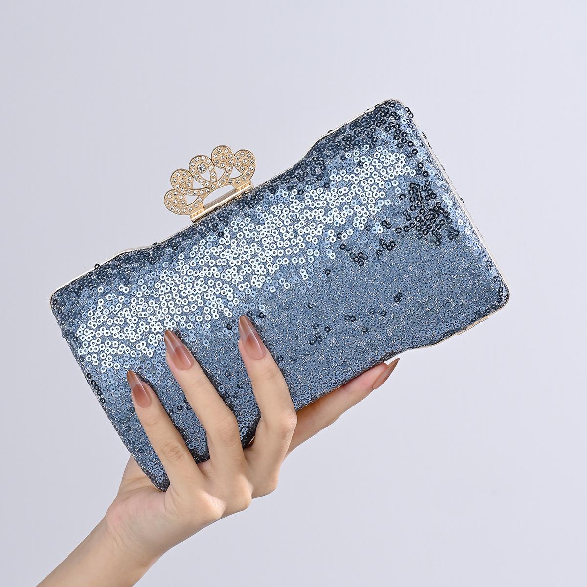 

Fashion Sequin Evening Bags For Women Luxury Shoulder Crossbody Bags Chain Party Wedding Clutch Purse Handbags синий