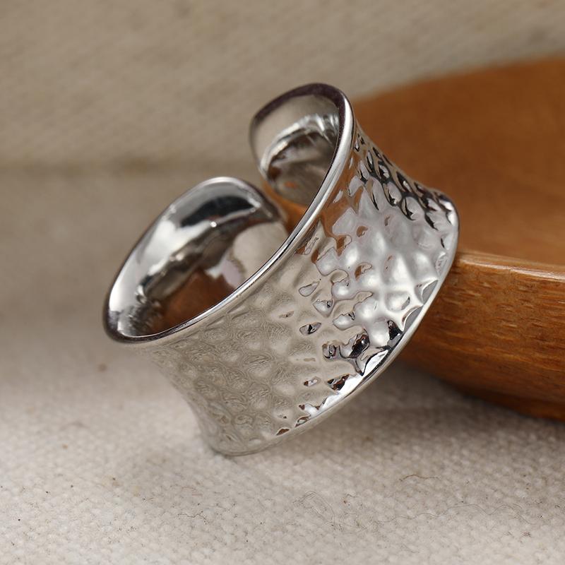 Simple  Silver Color Metal Die Casting Pattern Adjustable Rings for Women Anniversary Party Jewelry