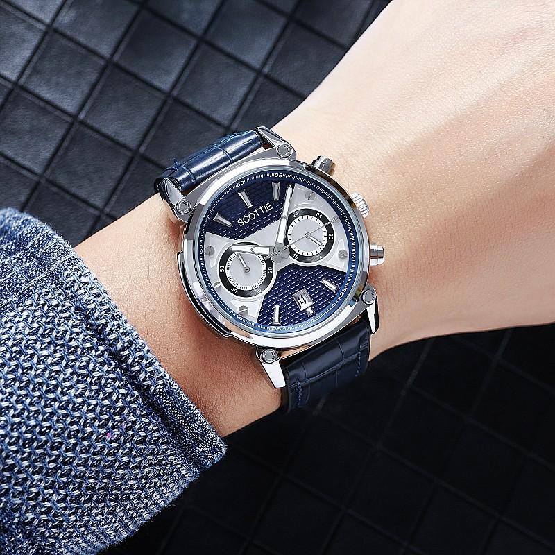 Fashion Large Dial Personality Domineering Watch Men S Belt Stainless Steel Strap Temperament Men S Watch Three Eyes