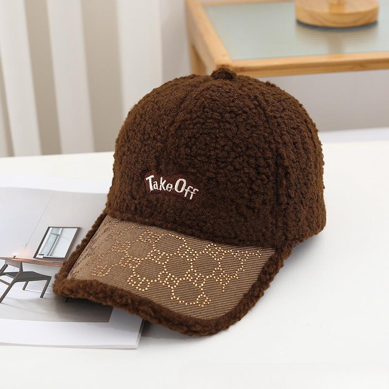 New Winter Women's Hat Versatile Imitation Lamb Fur Thickened Warm Baseball Cap for Women Fashionable Women's Black Baseball Cap