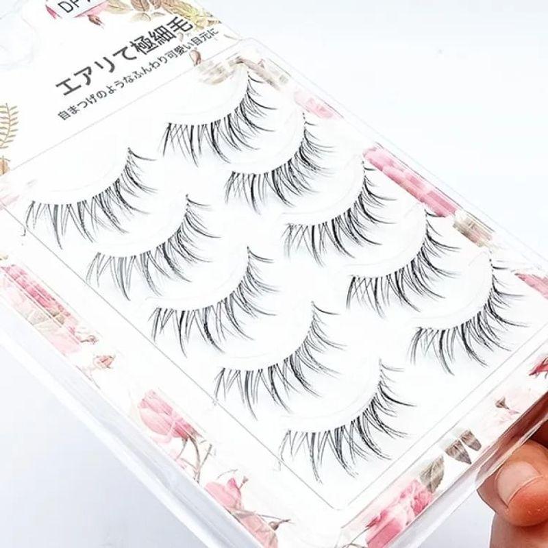 Lashie - Set mit 5 Paaren: Natürliche, zarte Falsche Wimpern mit transparentem Band