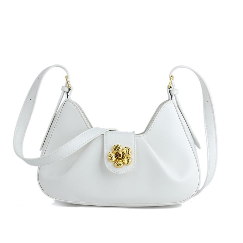 IELGY pleated underarm commuter bag, shoulder crossbody flower lock baguette bag