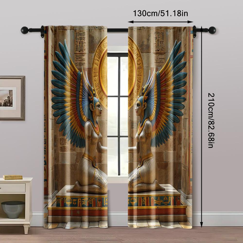 2pcs   Creative Curtains Egyptian double goddesses Polyester (without rod) Home Decor Perfect for Bedroom Living Room Window