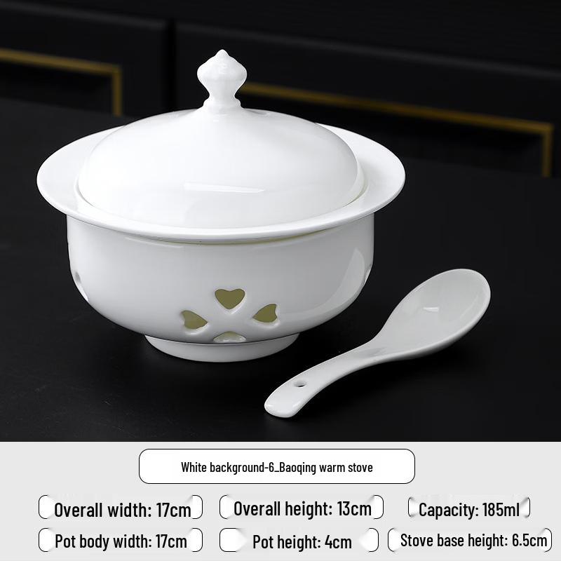 Chinese Ceramic Warming Stew Pot with Candle Set
