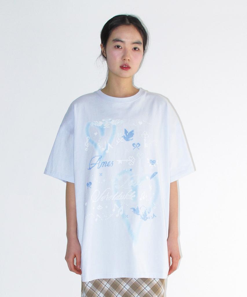 AMES-WORLDWIDE Heart Pixel Art Tee Blue
