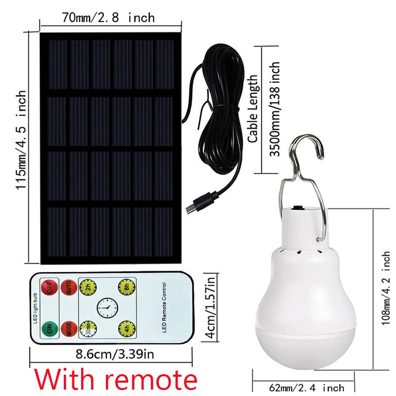 USB/Solar Charging Emergency LED Solar Bulb Sunlight Powered Lamps Waterproof Hanging Portable Bulb for Garden Hiking Camping
