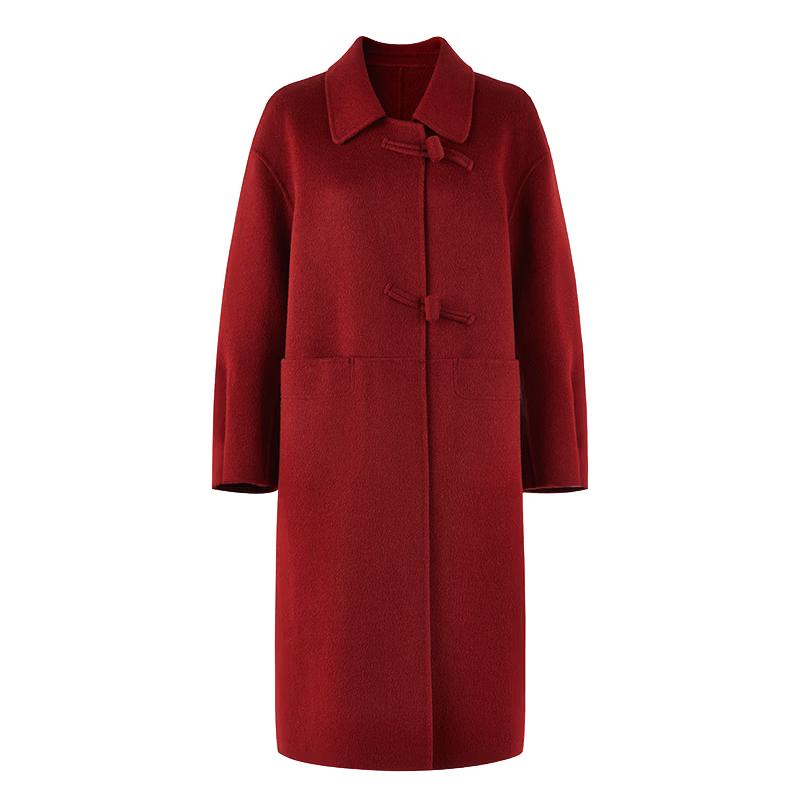 Women s Elegant Red Alpaca Wool Coat L