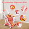 31pcs Kids Play Shopping Cart Set, Red and Green, Made of Other Plastic Material, with Play Food Fruit Vegetable Dessert and Shop Accessories