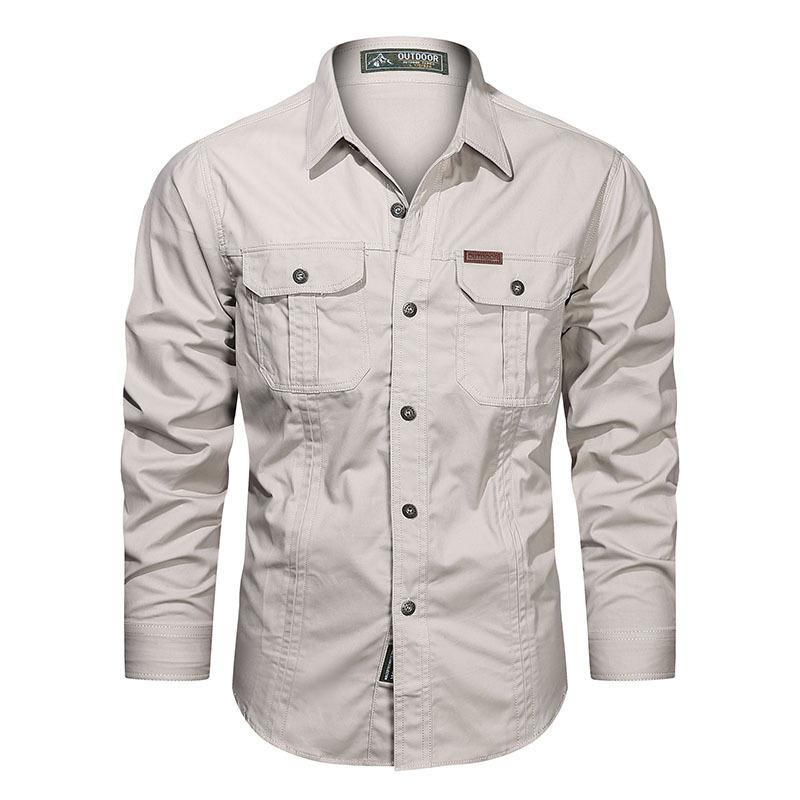 Camicie tattiche dell'esercito da uomo, primavera, autunno, casual, slim, cargo, da esterno, resistenti all'usura, a maniche lunghe, da lavoro