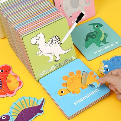 Puzzle de Escena Montessori para Niños Animal Tráfico Dinosaurio Educación Temprana Puzzle Cognitivo Juguetes Educativos Para Niños de 2 a 5 Años