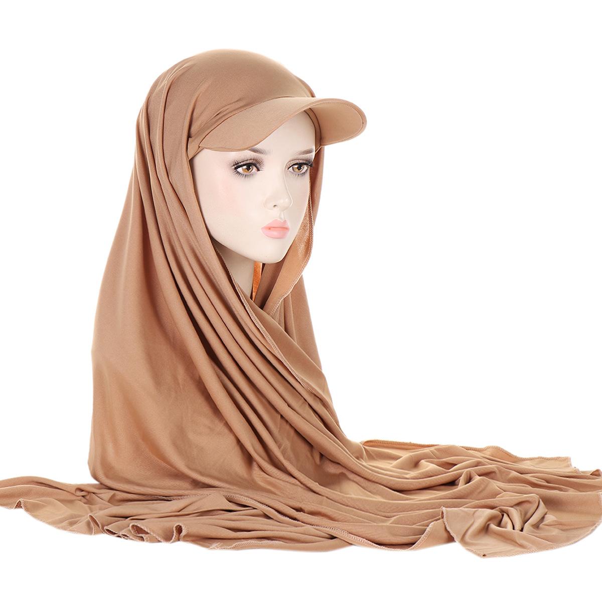 

13 цветов, новый женский модный шарф, хлопковая бейсболка, интегрированный шарф, шляпа, мусульманский хиджаб легкие хаки