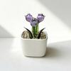 Mini Potted Glass Flower Decoration Miniature Tulip Flower Planter Pot Figurine Statue Home Office Bookshelf Desktop Ornament