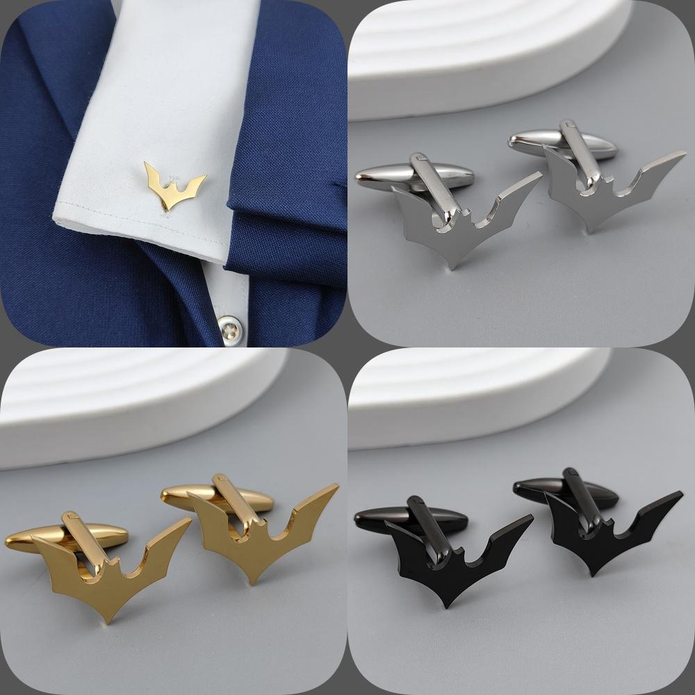 Bat Cufflinks for Men Sleeve Wrist Buttons Shirt Clasps Stainless Steel Cuff Buckle Wedding Grooms Jewelry Mens Accessories