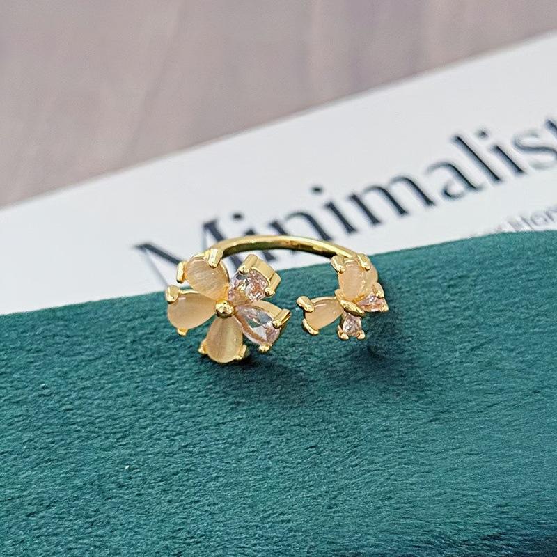 Premium Sense Light Luxury Stacking Wearing Medieval Vintage Full Of Diamonds Zircon Micro-Inlaid Open Ring Personality Niche Ring Woman