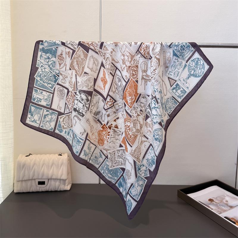 68X68Cm Square Silk Scarf Women Head Shawl Wrap Luxury Elegant Thin Hair Print Neck Scarves Hijab Bandana Pashmina Headscarf