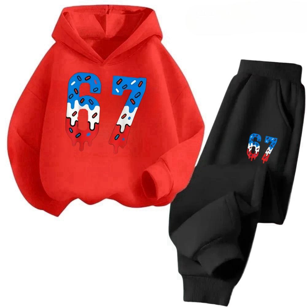 Kids 67 Popular Outfit 4-10Y Cotton Two-Piece Set Stock Clearance Combo Children's Comfortable Sweatshirt Set